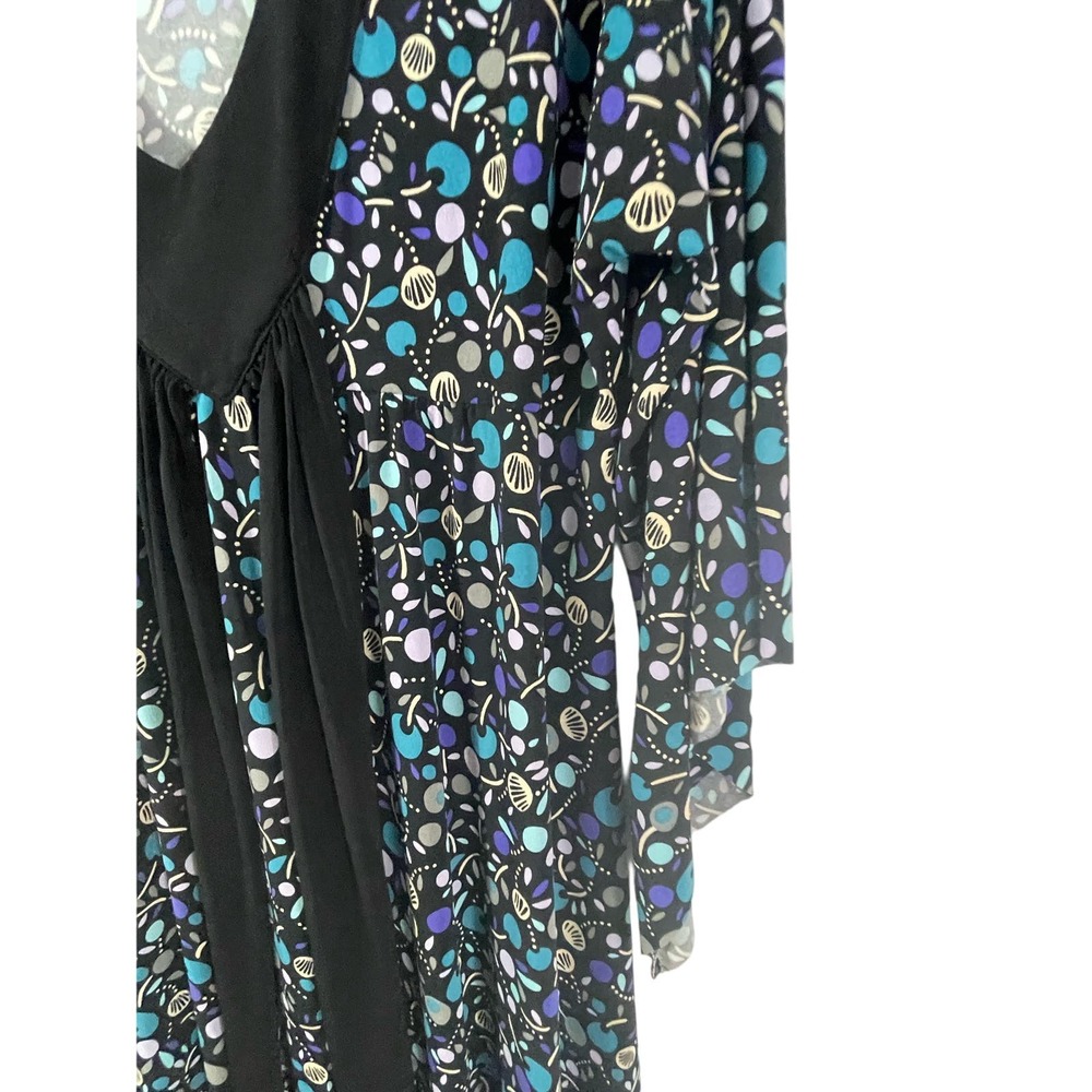 Bisou Bisou XL Women Wrap Dress Cherry Blossom Pattern Geometric Empire Waist - Picture 3 of 5